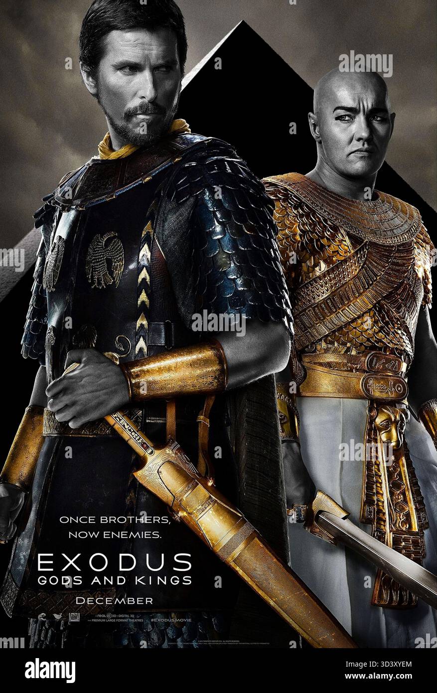 Exodus: Gods and Kings (2014): Vorspann von Ridley Scott mit Christian Bale, Joel Edgerton und Aaron Paul. Moses erhebt sich gegen Pharao Ramses, um sein Volk in einer visuell epischen Nacherzählung der Exodus-Geschichte aus Ägypten zu führen. NUR ZUR REDAKTIONELLEN VERWENDUNG des US-Advance-Posters. Quelle: BFA / 20th Century Fox Stockfoto