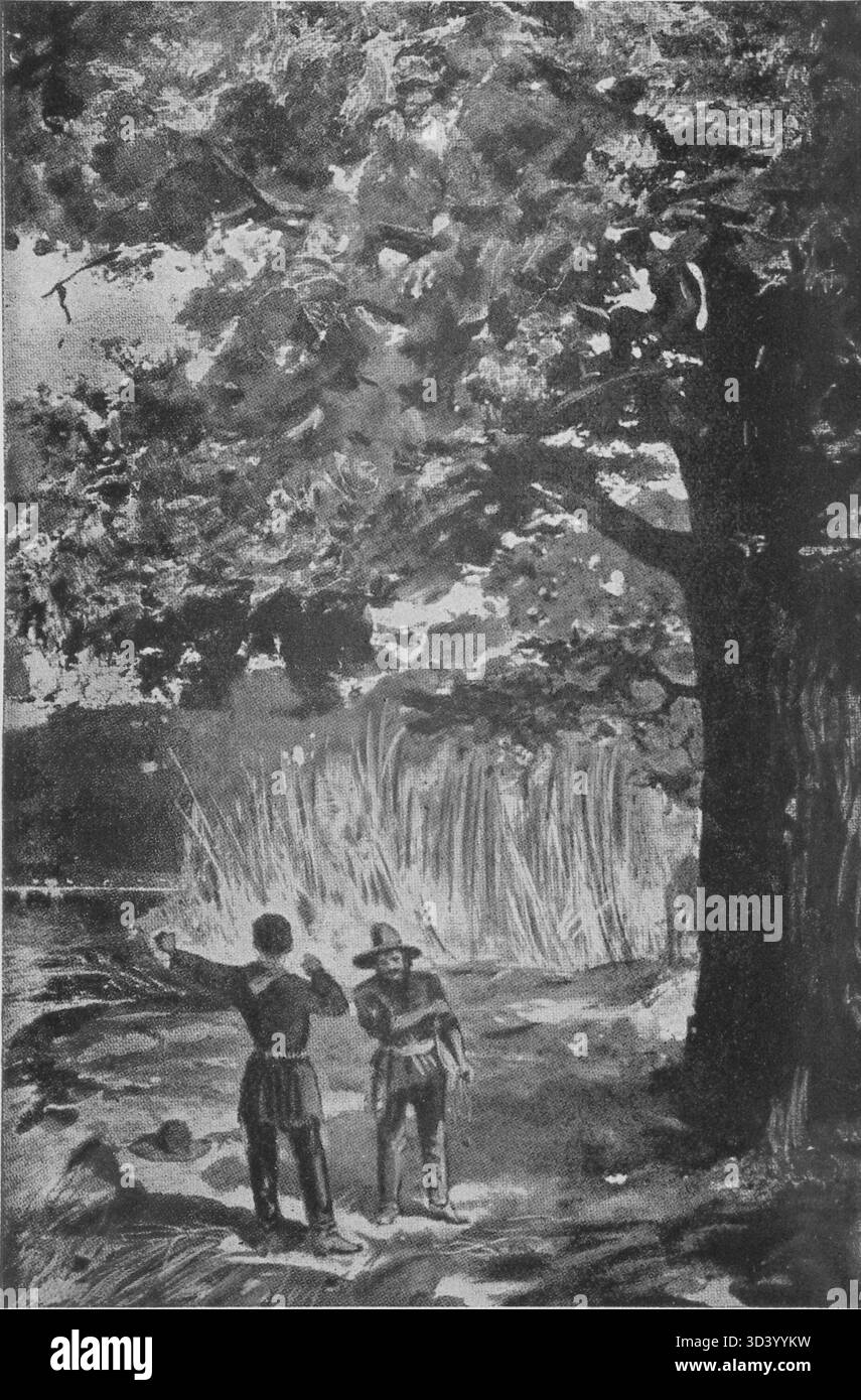 Eine Szene aus *W Kordylierach* (1912) von Karol May, illustriert um die tiefe Wildnis der Kordilleren zu zeigen. Das Werk fängt die anspruchsvolle, gefährliche Umgebung ein, mit der sich Charaktere in der Geschichte konfrontiert sehen. Stockfoto