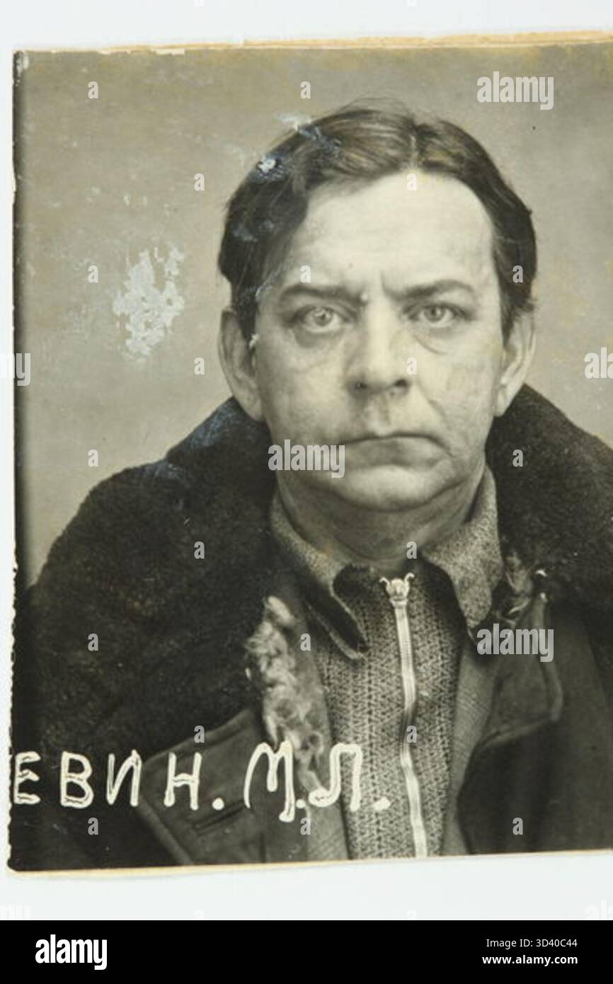 Diese Fotografie eines unbekannten Fotografen aus dem Jahr 1936 zeigt Max Levien (1885–1937), den Vorsitzenden der KPD und eine Schlüsselfigur in der Münchner Sowjetrepublik von 1919, und zeigt seine späteren Jahre als politische Figur während des Aufstiegs des Nazi-Deutschlands. Stockfoto