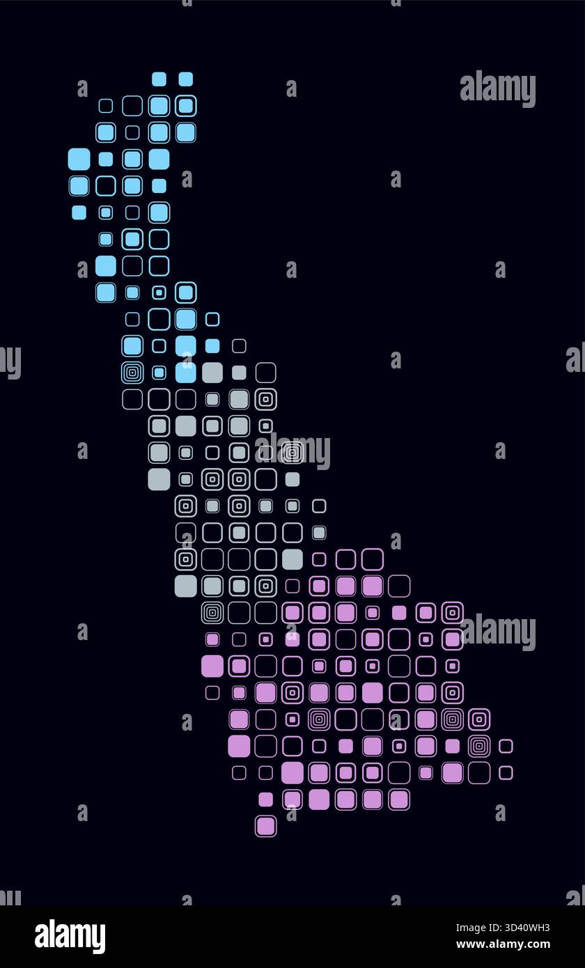 Delaware, die Form des Zustandes, der aus farbigen Zellen besteht. Stock Vektor