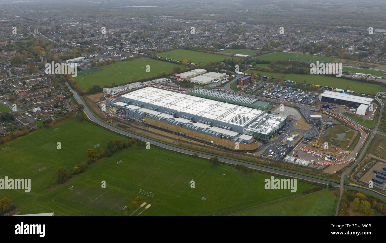 Rechenzentrum im Bau bei Waltham Cross, England. Stockfoto