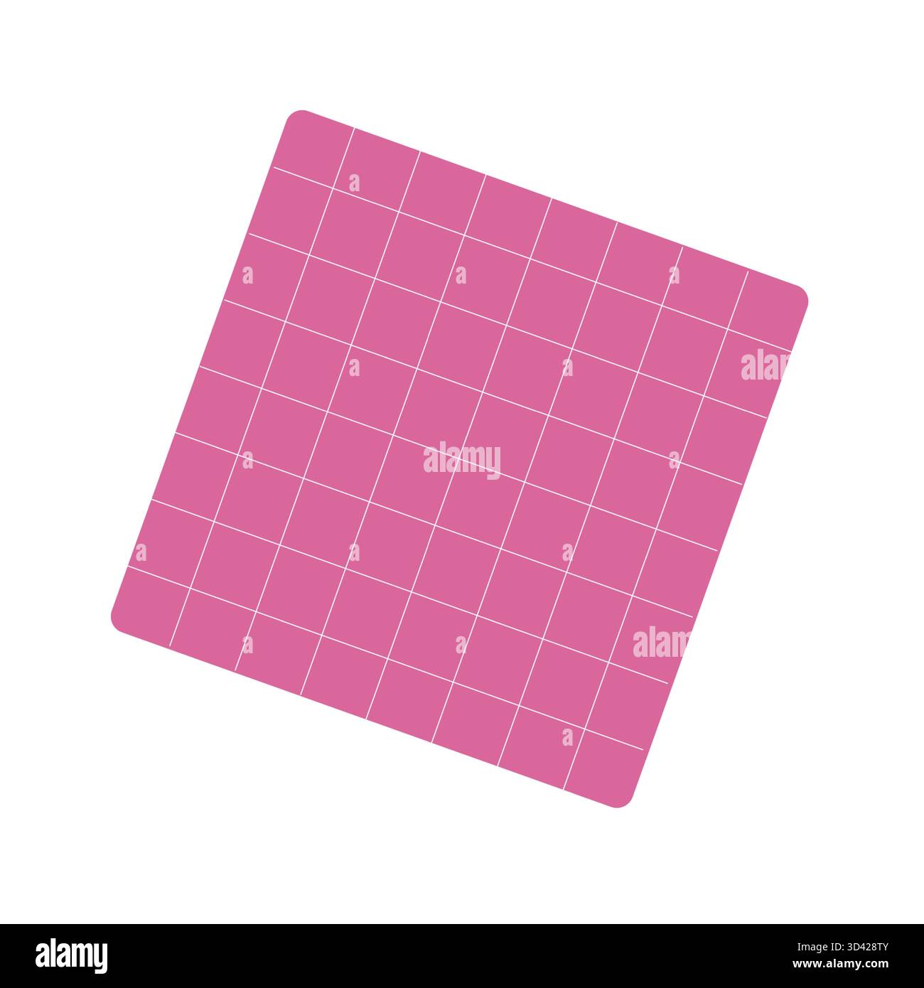 Eine rosafarbene Tischserviette mit weißen Linien, die ein ordentliches Karomuster bilden. Vektorbild im minimalistischen Stil. Geeignet für Menügestaltung und Tischeinstellung Stock Vektor