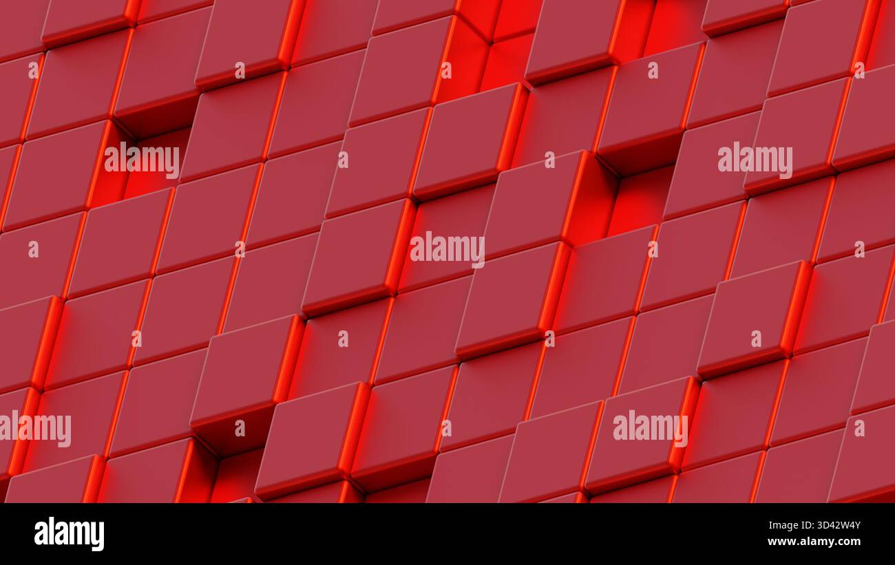 ROTER 3D-CUBE-HINTERGRUND. Abstraktes Hintergrundbild und Scrren für Mobilgeräte oder soziale Netzwerke Stockfoto