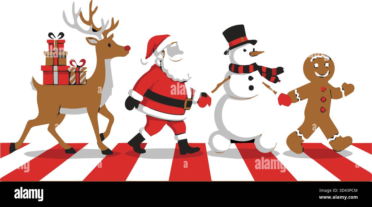 Christmas Abbey Road Parodie-T-Shirt Stock Vektor