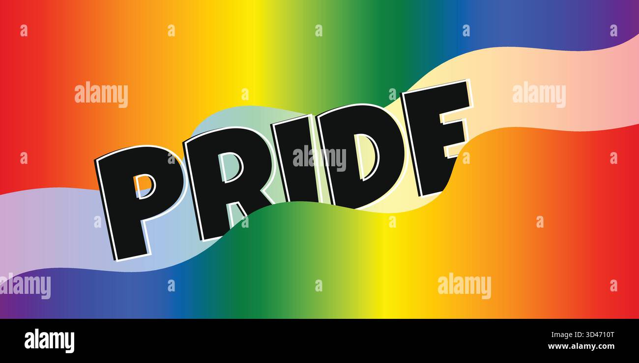 Lebendiges Regenbogenkunstwerk mit Stolz-Botschaft eps 10 Stock Vektor