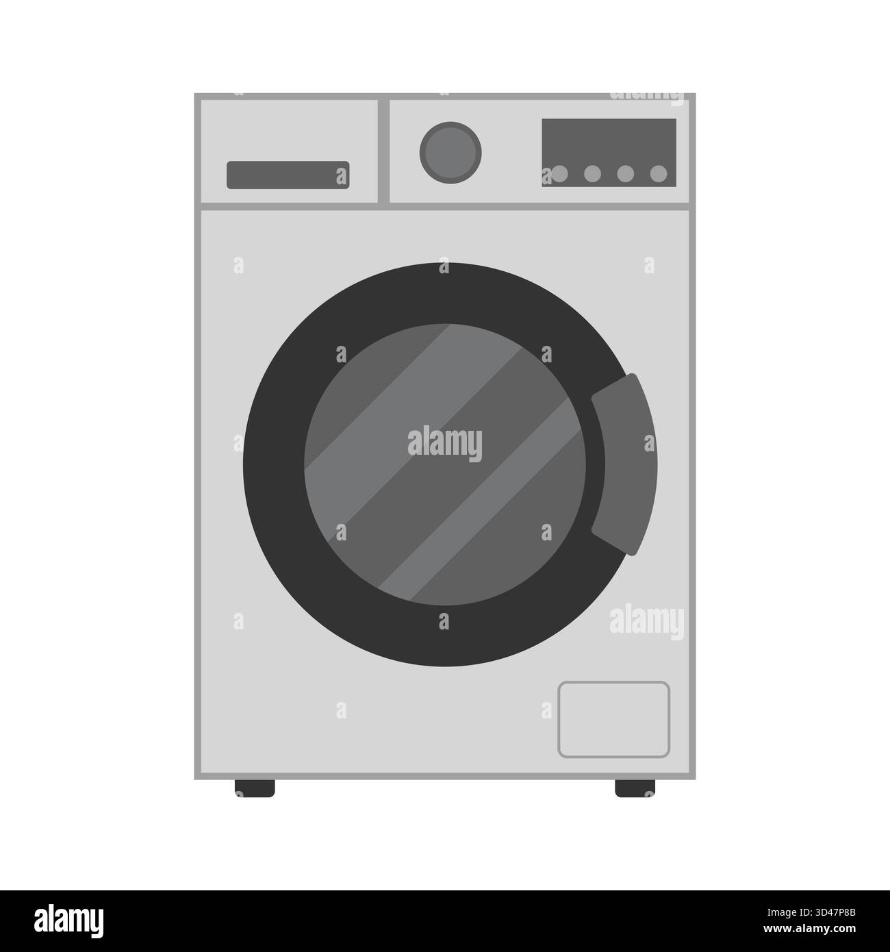 Illustration Der Modernen Waschmaschine. Ideal für Haushaltsgeräte, Wäschekonzepte, Infografiken, Bedienungsanleitungen und Illustrationen im Innenraum. Stock Vektor