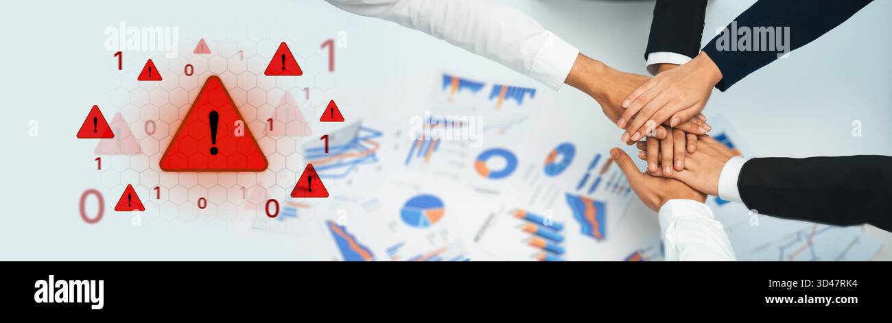 Konzept einer kritischen Sicherheitswarnung und eines Systemfehlers. Diese Warnung weist auf ein erhebliches Problem, eine Gefahr oder einen Ausfall hin, der sofort erforderlich ist Stockfoto