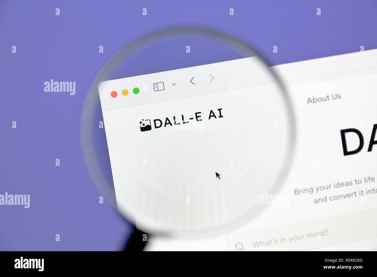 Ostersund, Schweden - 8. November 2025: DALL-E AI-Website. DALL-E ist ein fortschrittliches KI-Modell, das von OpenAI entwickelt wurde. Stockfoto