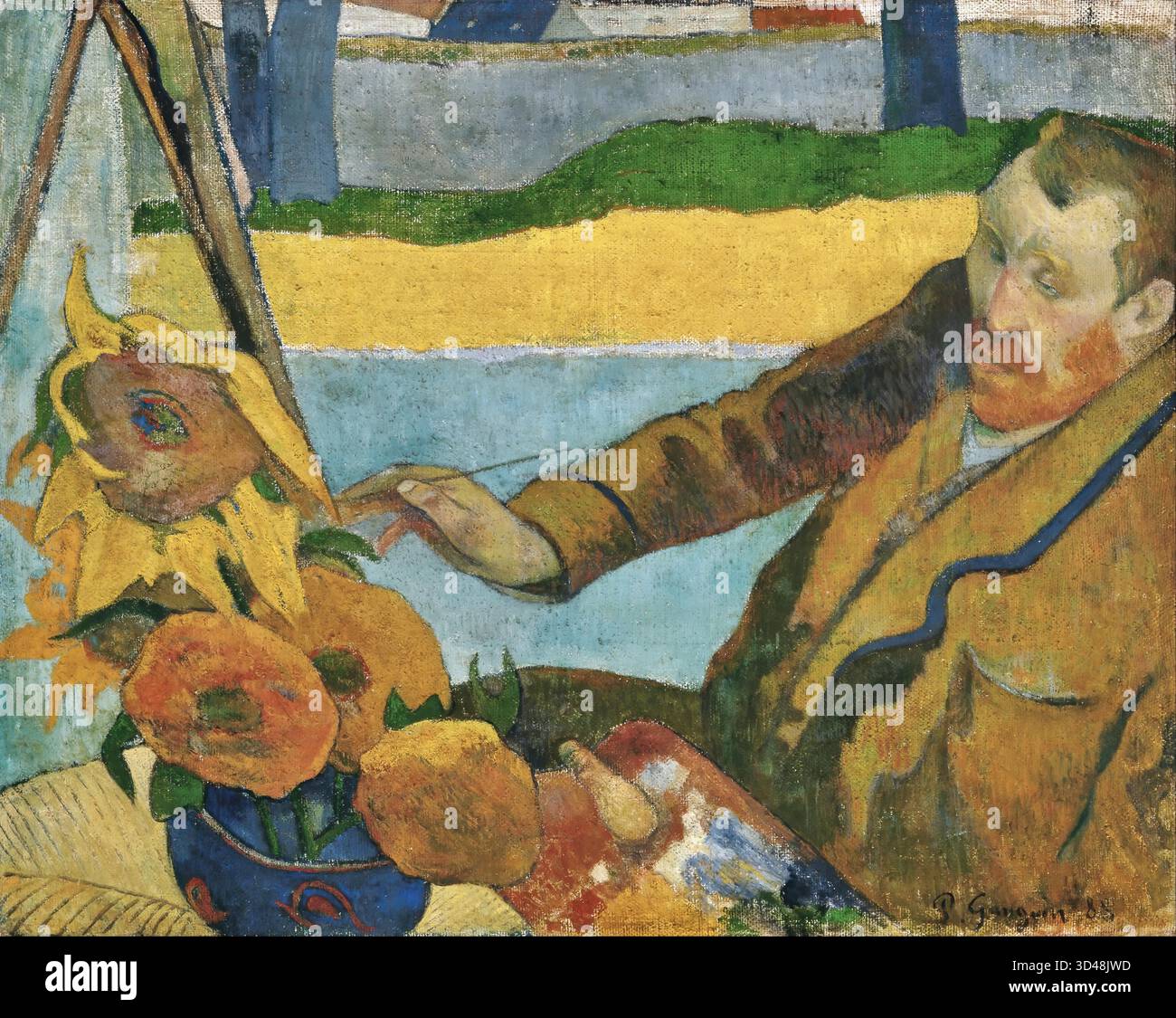 Van Gogh Gemälde Sonnenblumen (1888) von Paul Gauguin – ikonische postimpressionistische Szene, ausgestellt im Van Gogh Museum, Amsterdam, Niederlande. Stock Vektor