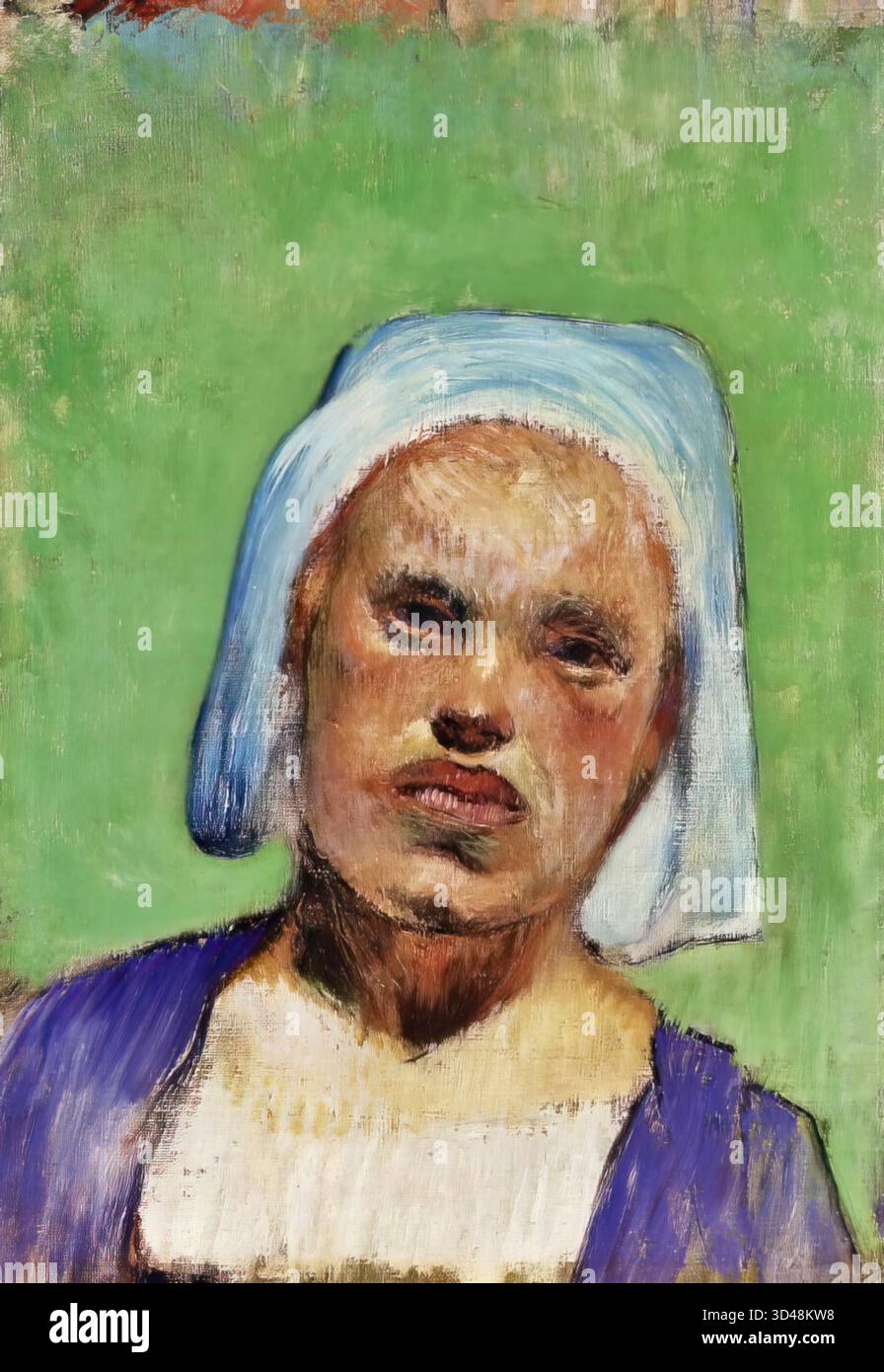 Porträt einer Pont-Aven-Frau (Marie Louarn, 1888) von Paul Gauguin – lebendiges postimpressionistisches Werk, ausgestellt in NY Carlsberg Glyptotek. Stock Vektor