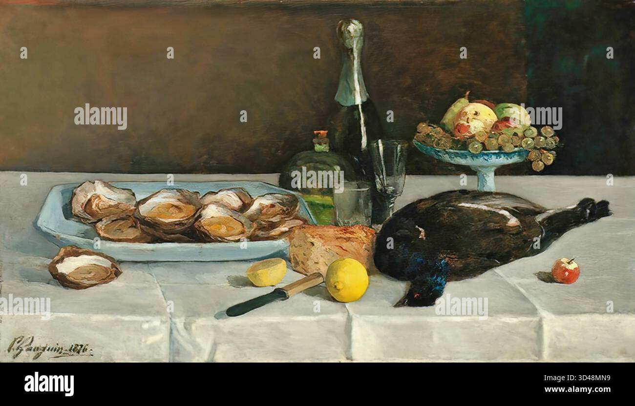 Stillleben mit Austern (1876) von Paul Gauguin – frühimpressionistisches Stillleben-Meisterwerk, ausgestellt in der NY Carlsberg Glyptotek. Stock Vektor