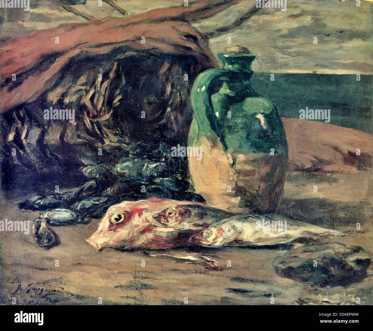 Stillleben mit Fisch (1878) von Paul Gauguin – frühes impressionistisches Stillleben Meisterwerk, ausgestellt in der NY Carlsberg Glyptotek. Stock Vektor