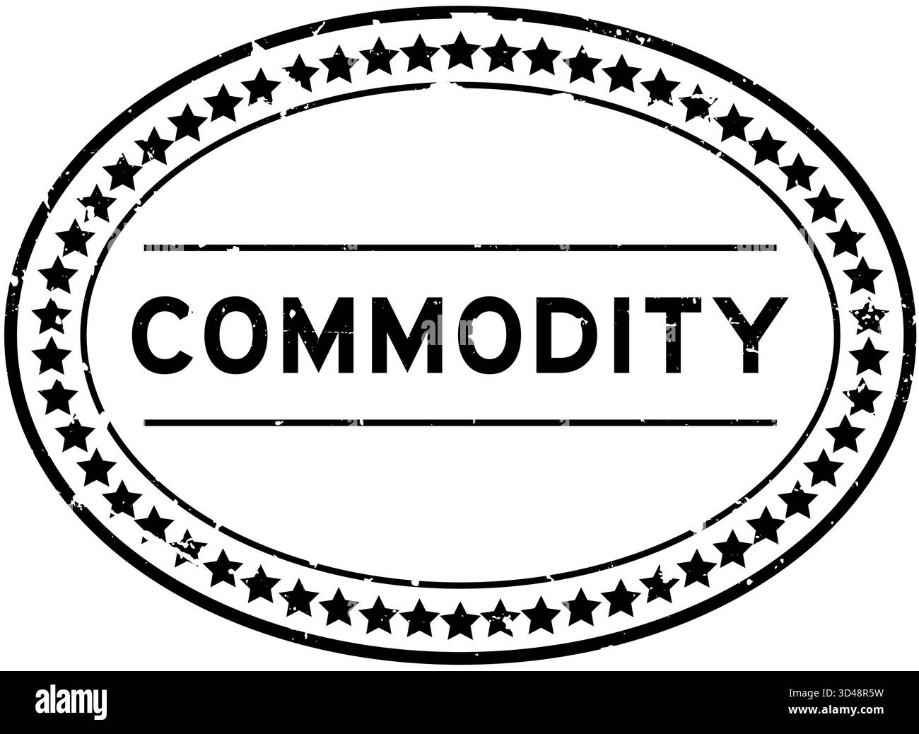 Grunge schwarzes Warenwort ovaler Gummisiegelstempel auf weißem Hintergrund Stock Vektor
