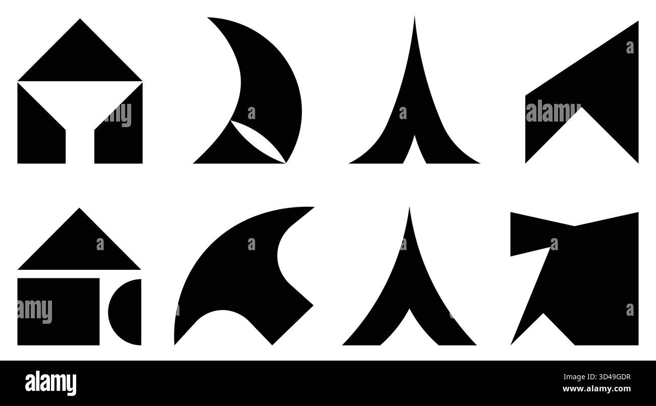 Sammlung von Pfeilformen, geometrische Pfeilsymbole, Navigationsdreiecke, Richtungszeiger Stock Vektor