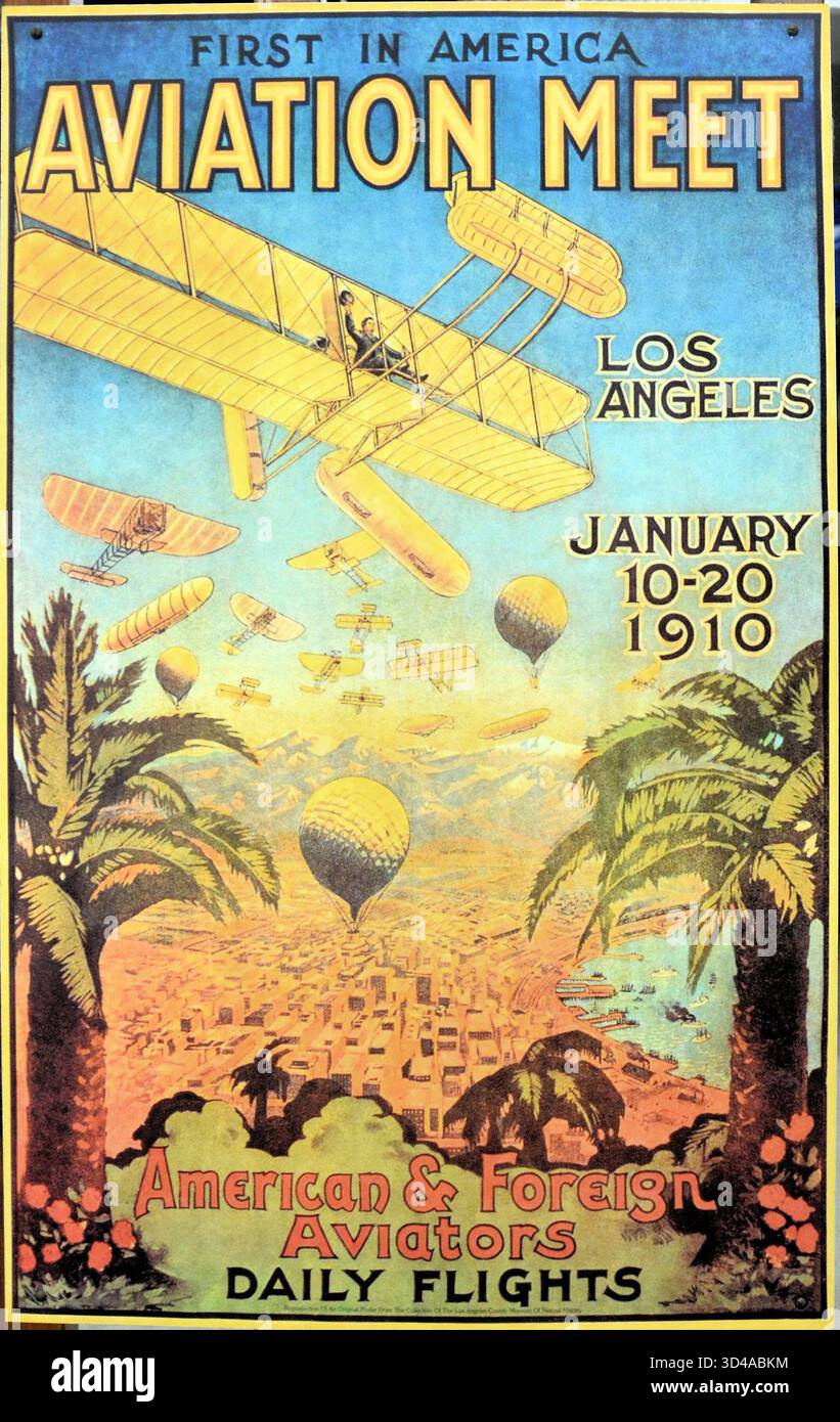 Poster für das Los Angeles Aviation Meet as First in America, 10-20. Januar 1910 Stockfoto