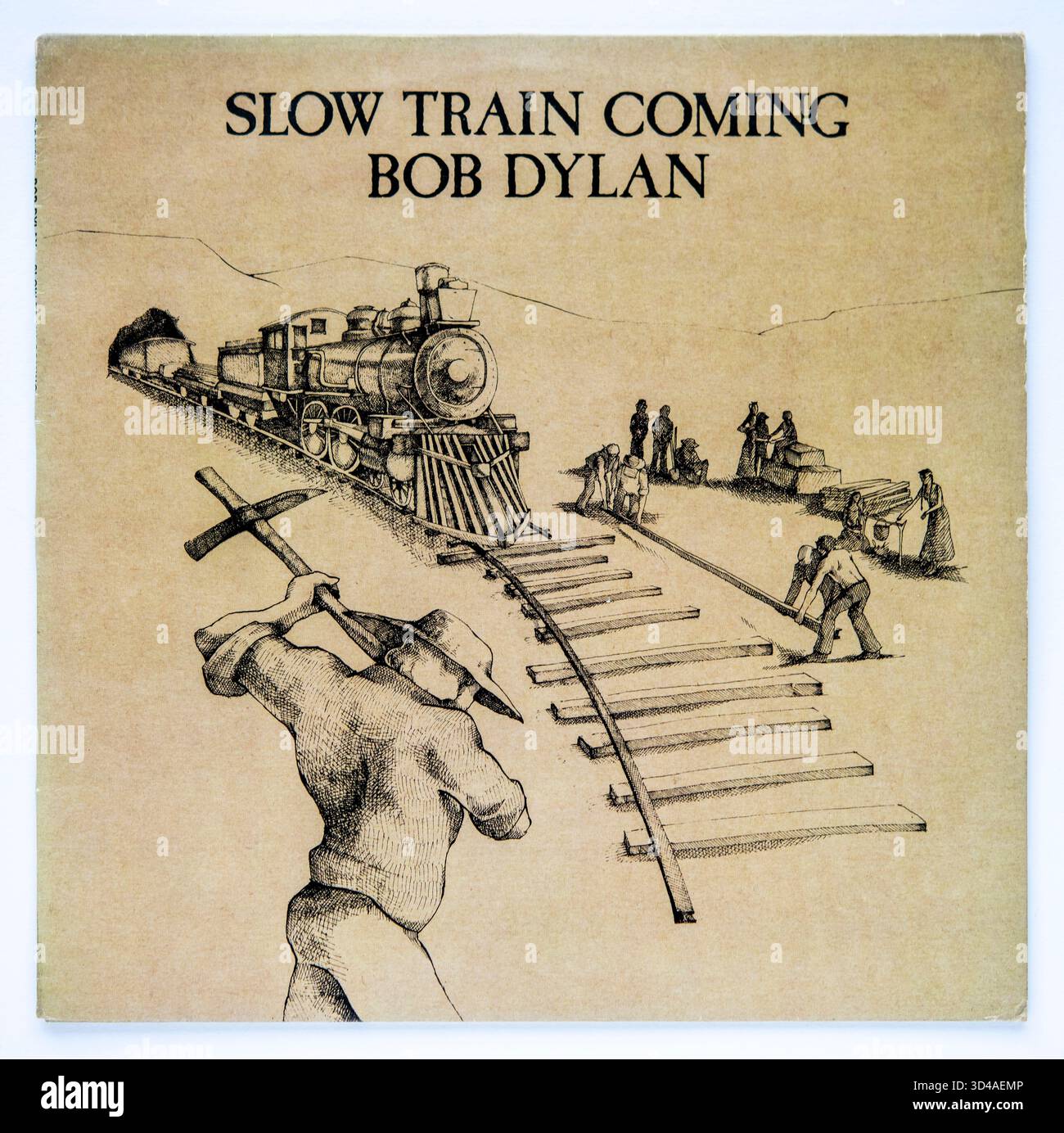 LP-Cover von Slow Train Coming, dem 19. Studioalbum von Bob Dylan, das 1979 veröffentlicht wurde Stockfoto