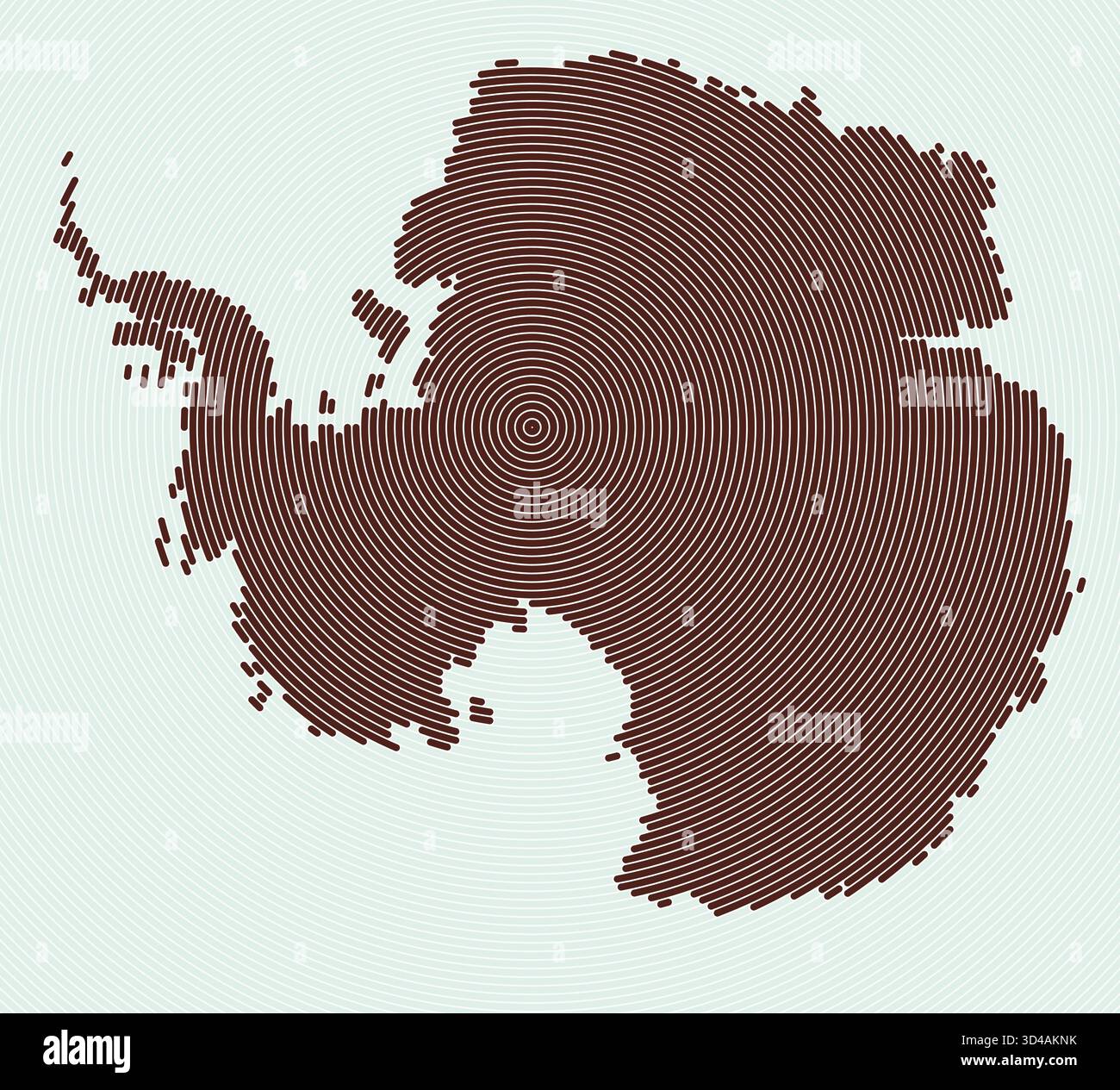 Antarktis-Formringe. Kontinentalkarte, gebildet durch gestapelte Kreise. Antarktische Grenzform. Klassische Vektorillustration. Stock Vektor