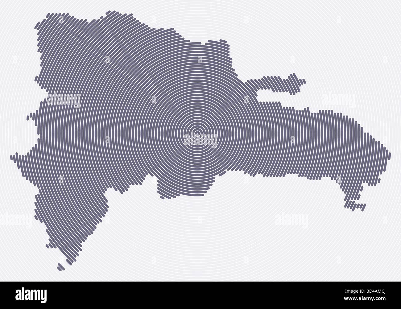 Ringe in Form der Dominikanischen Republik. Länderkarte aus gestapelten Kreisen. Design der Begrenzungsform der Dominikanischen Republik. Stilvolle Vektorillustration. Stock Vektor