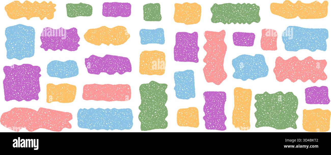 Set Mit Organischen Kreiden-Schnörkelrahmen Stock Vektor