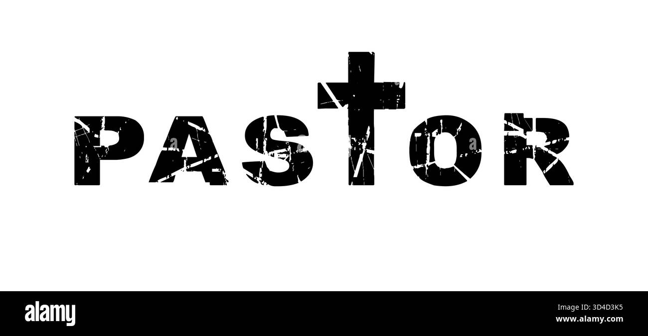 Kreatives Wort Pastor für Gottesdienstwerbung. Merch- oder Geschenkdesign. T-Shirt-Logo Stock Vektor