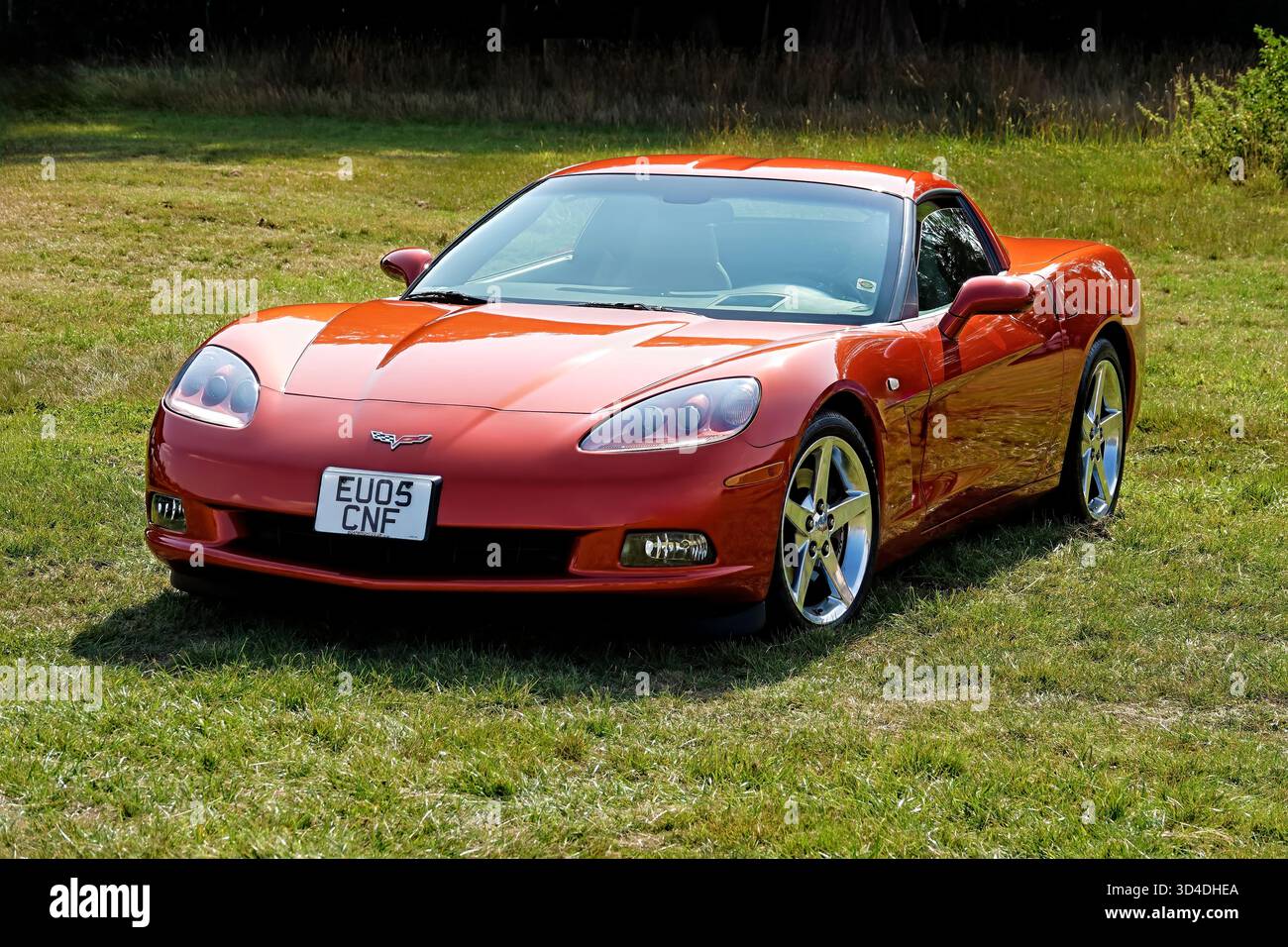 Stockton, Wiltshire, Vereinigtes Königreich - 10. August 2025: Ein 2005 GM 6,0 Liter V8 Chevrolet Corvette C6 Coupe Sportwagen, auf dem Stockton Auto Retro Festival 2025, Vereinigtes Königreich Stockfoto