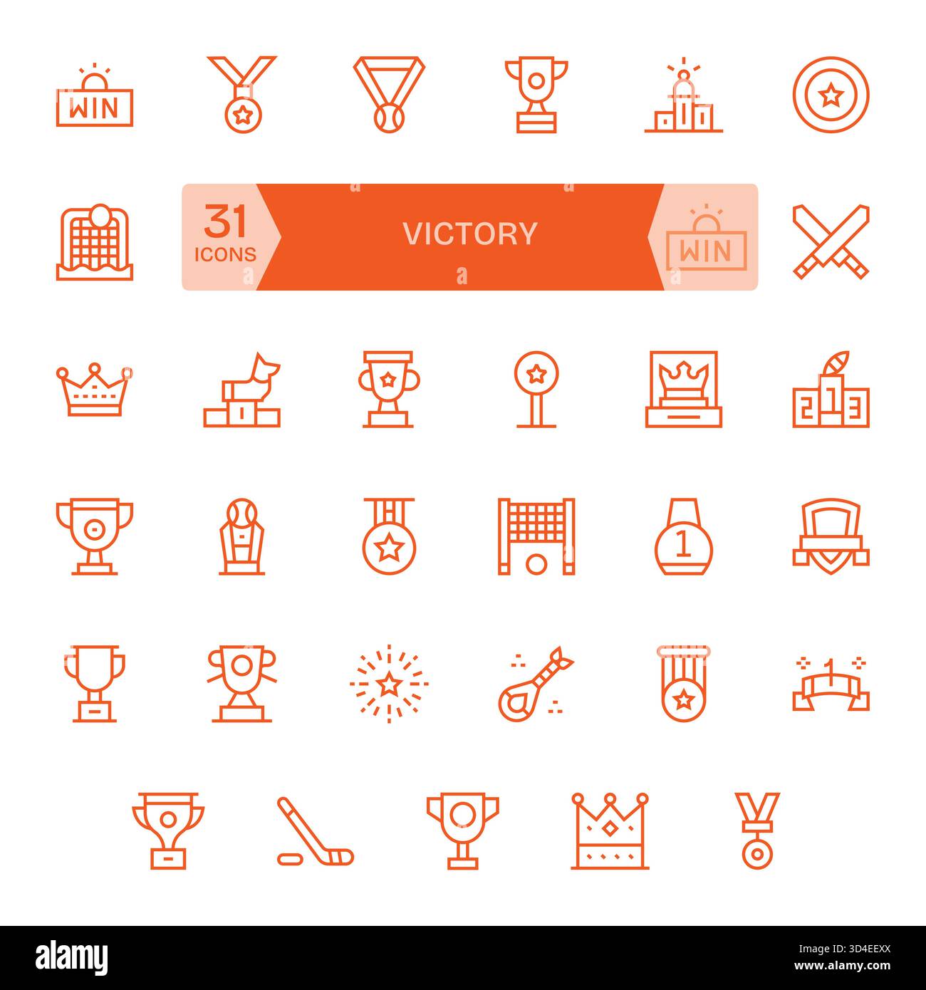 Ein intelligent organisierter Satz von 35 Symbolen für reguläre Linien in Verbindung mit Victory, perfekt für skalierbare Systeme. Stock Vektor