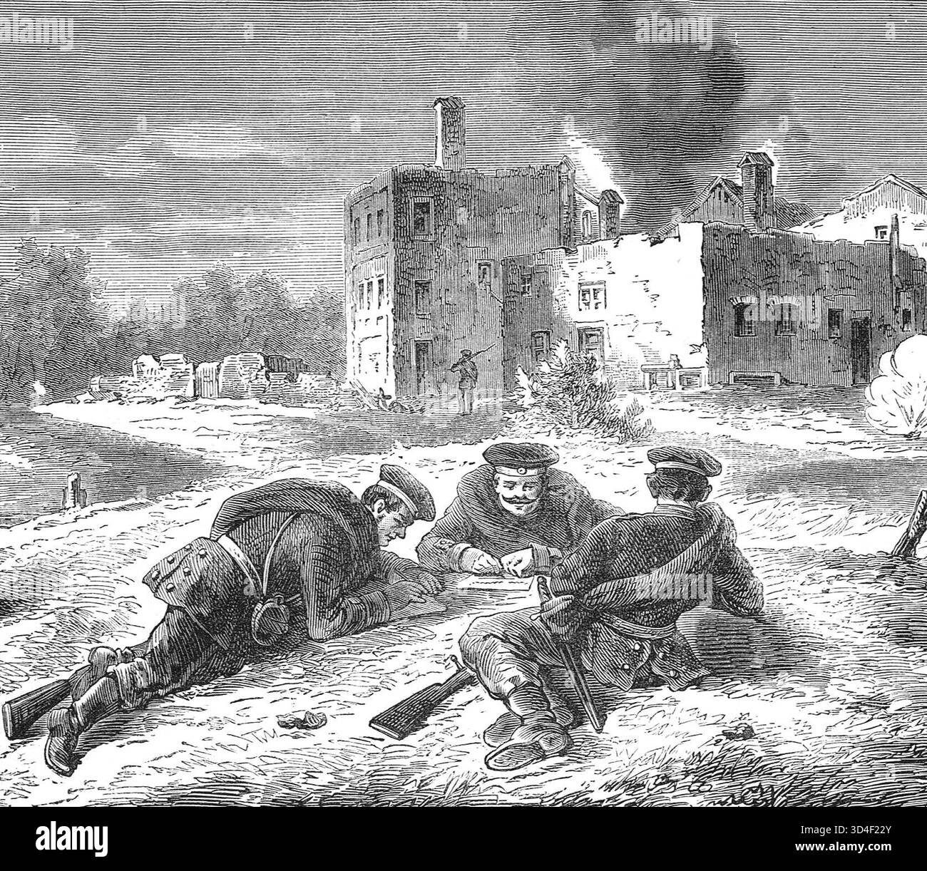 Soldaten, die während des Deutsch-Französischen Krieges nach Hause kamen. Stockfoto