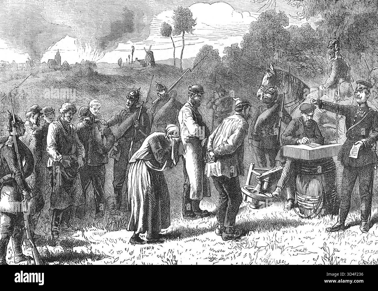 Feldjustiz im Deutsch-Französischen Krieg. Stockfoto