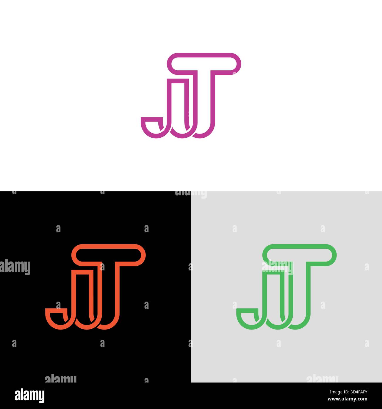 Modernes JT-Logo-Konzept mit umrissenem Design Stock Vektor