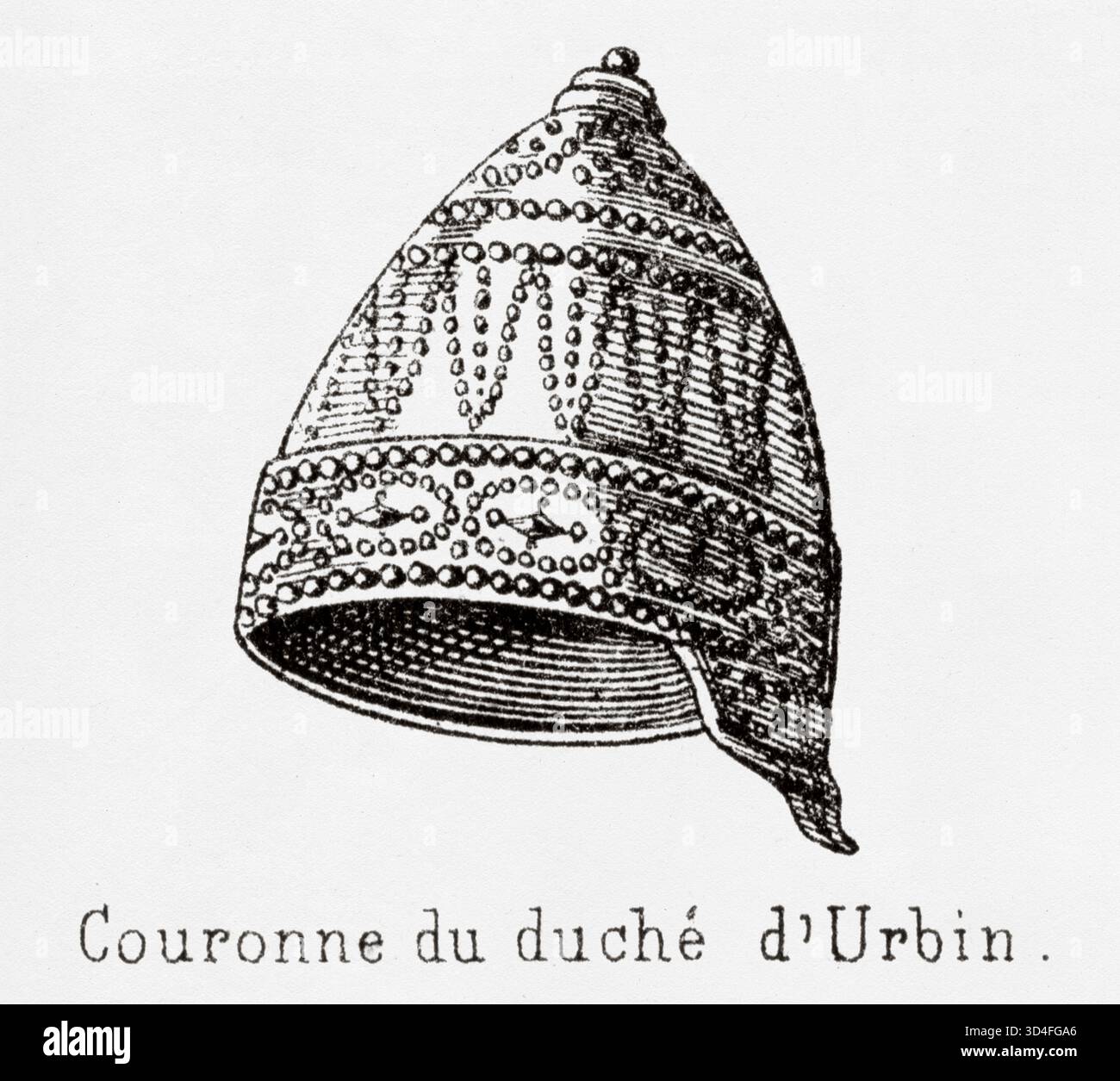 Krone des Herzogtums Urbino. Antike Illustration von Emile Simon (1805-1886) aus dem historischen und malerischen Atlas, Universal History 1861 Stockfoto