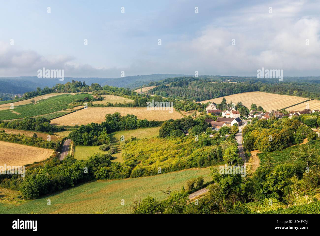 Blick auf die Landschaft von Vezelay, Frankreich Stockfoto