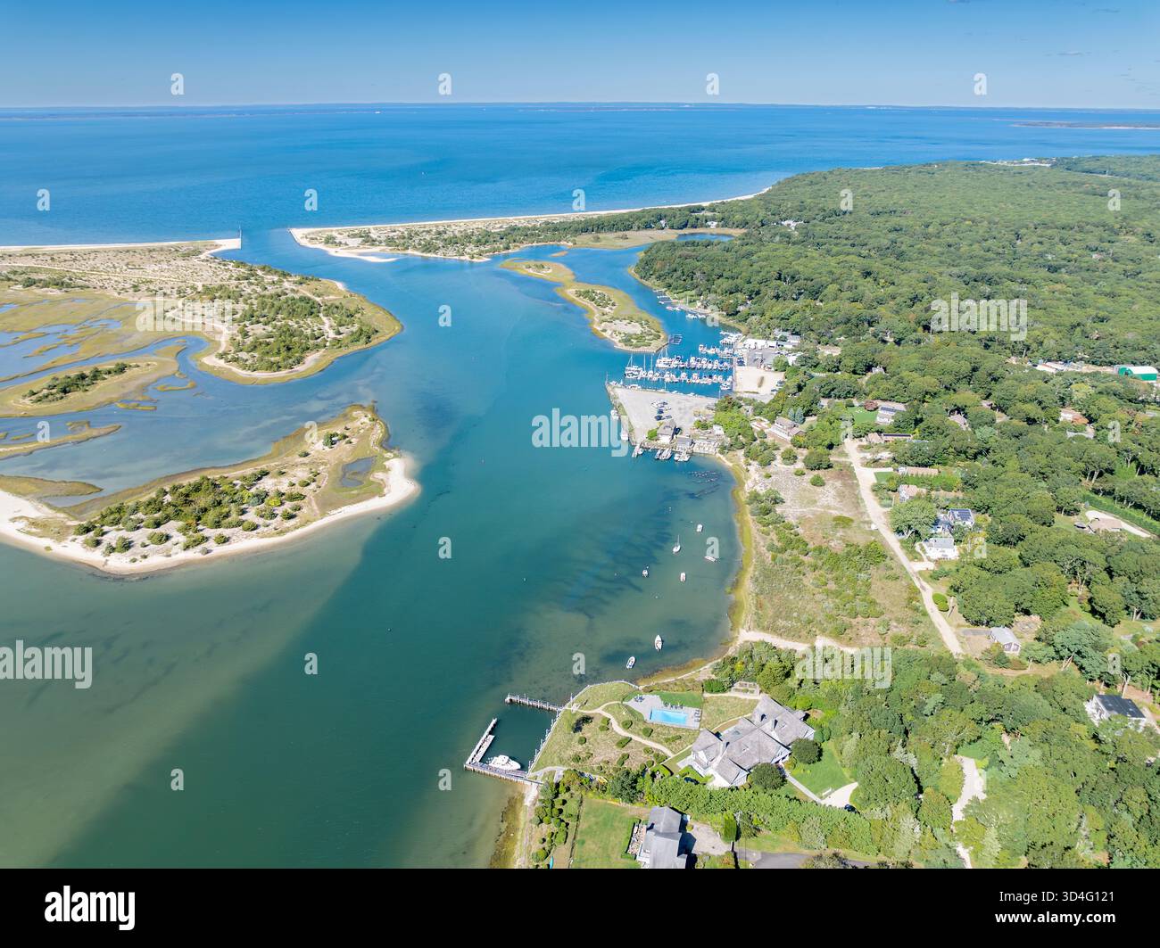 Blick aus der Vogelperspektive auf den 3-Meilen-Hafen Stockfoto