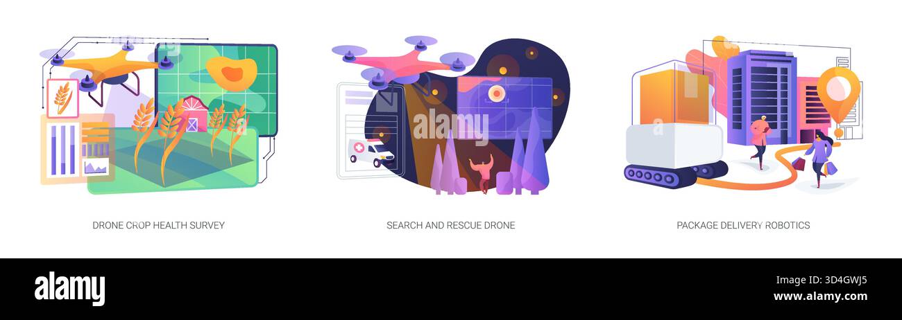 AI Robotics for Land and Air abstrakte Konzeptvektorillustrationen. Stock Vektor