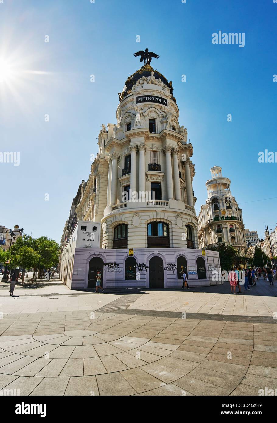 Das Metropolis-Gebäude in Madrid, Spanien, Europa Stockfoto