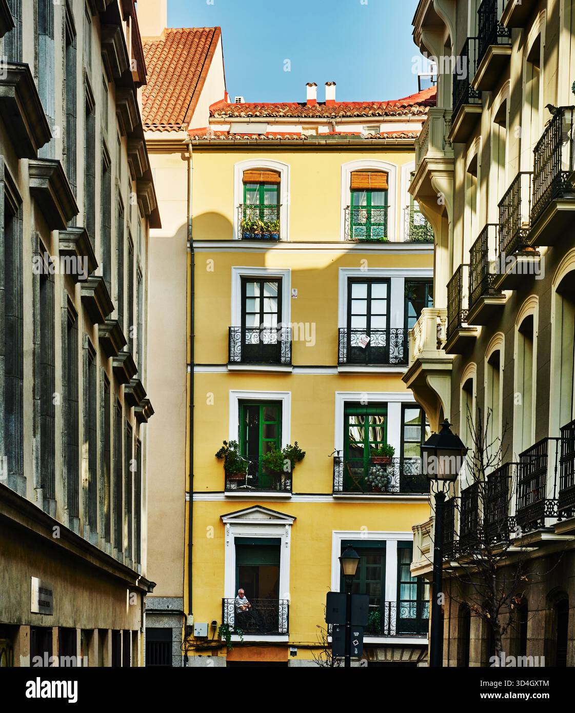 Fassade traditioneller Gebäude in Madrid, Spanien, Europa Stockfoto