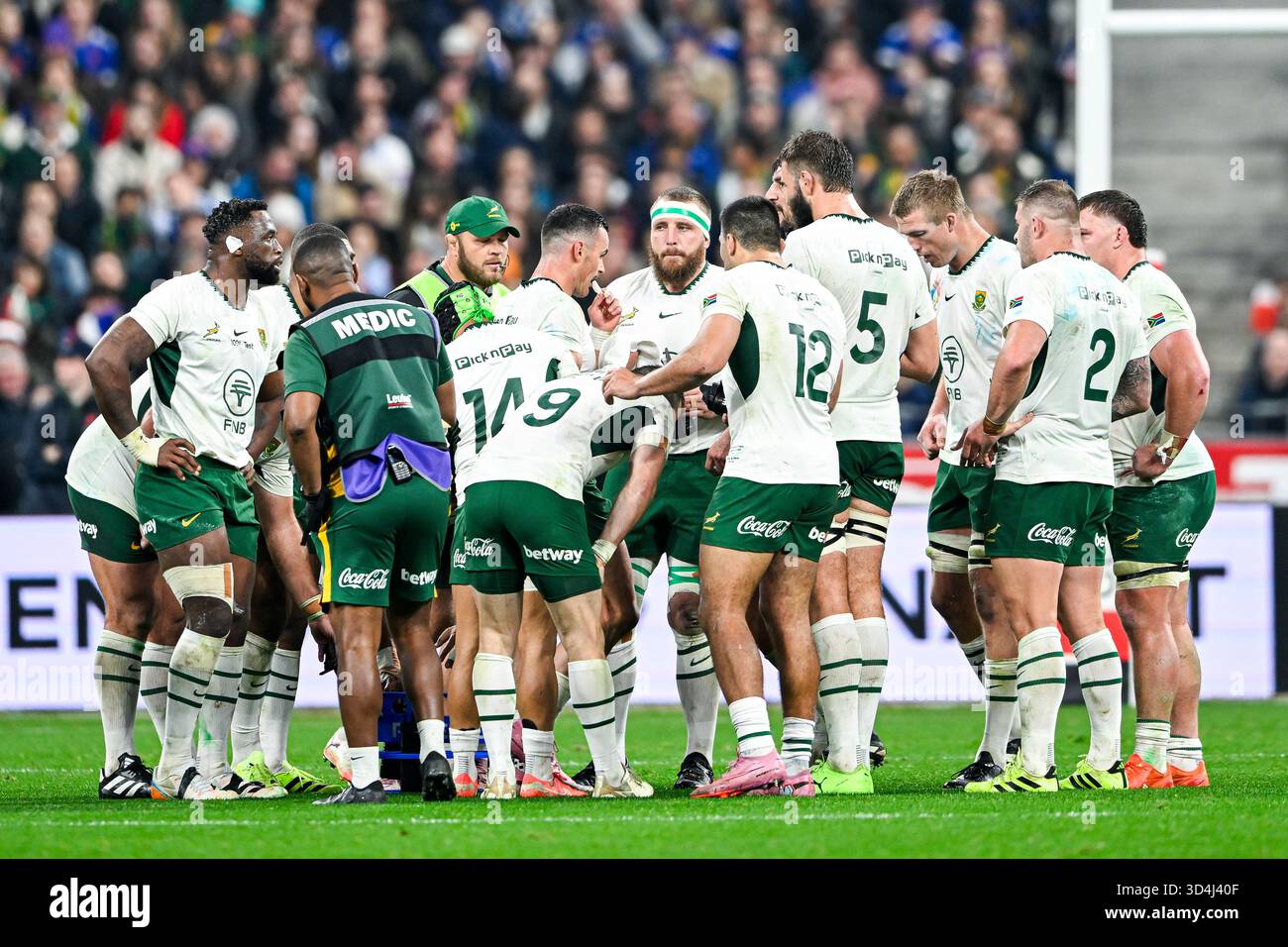 Paris, Frankreich. November 2025. RSA-Team in der Gruppe während des Autumn Nations Series XV Rugby union Match France gegen Südafrika (Springboks) am 8. November 2025 im Stade de France in Saint-Denis bei Paris (Frankreich) Credit: Victor Joly/Alamy Live News Stockfoto