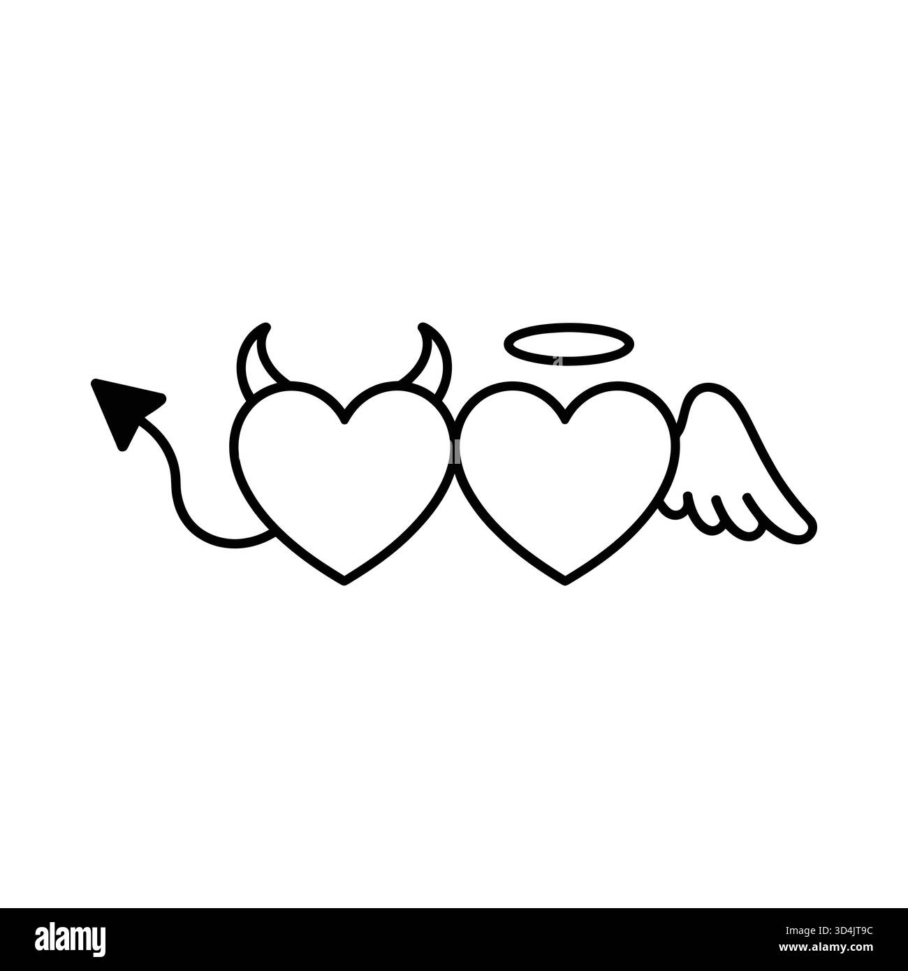 Dualität der Herzen Teufel und Engel Symbolismus Stock Vektor