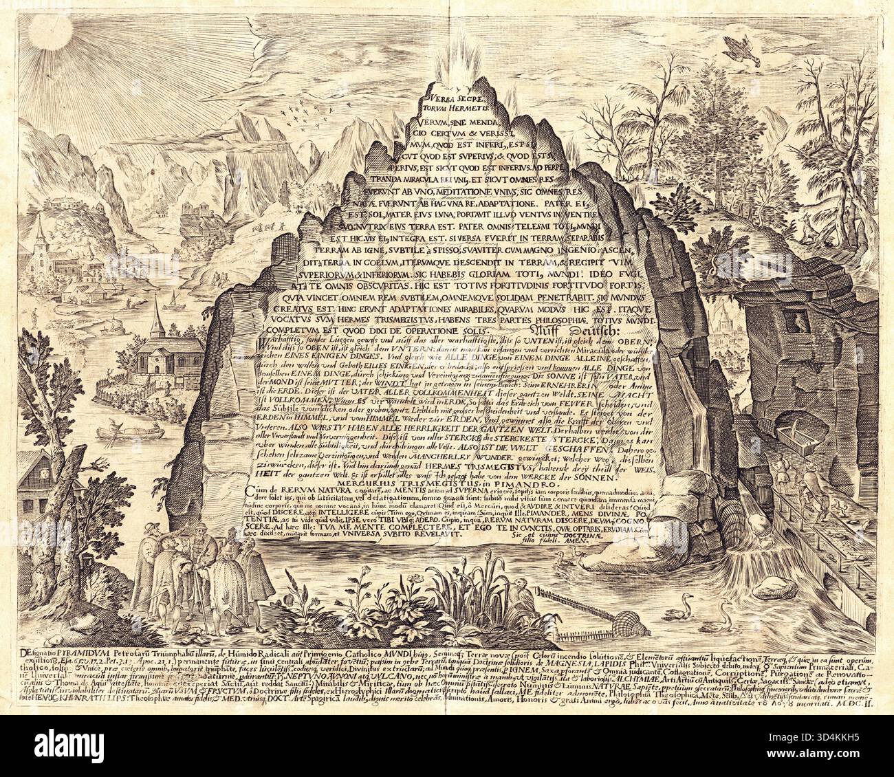 Die Smaragdtafel, hermetischer Alchemie-Text, der mystische Weisheit und Transformation symbolisiert Stockfoto