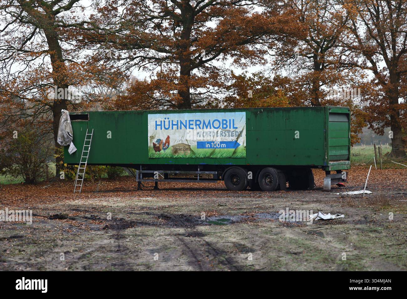 Stockbilder 11/2025 Mobiler Hühnerstall ohne Hühner Henstedt-Ulzburg Schleswig-Holstein Deutschland *** Stockfotos 11 2025 mobiler Hühnerstall ohne Hühner Henstedt Ulzburg Schleswig Holstein Deutschland Copyright: XLobeca/RalfxHomburgx Stockfoto