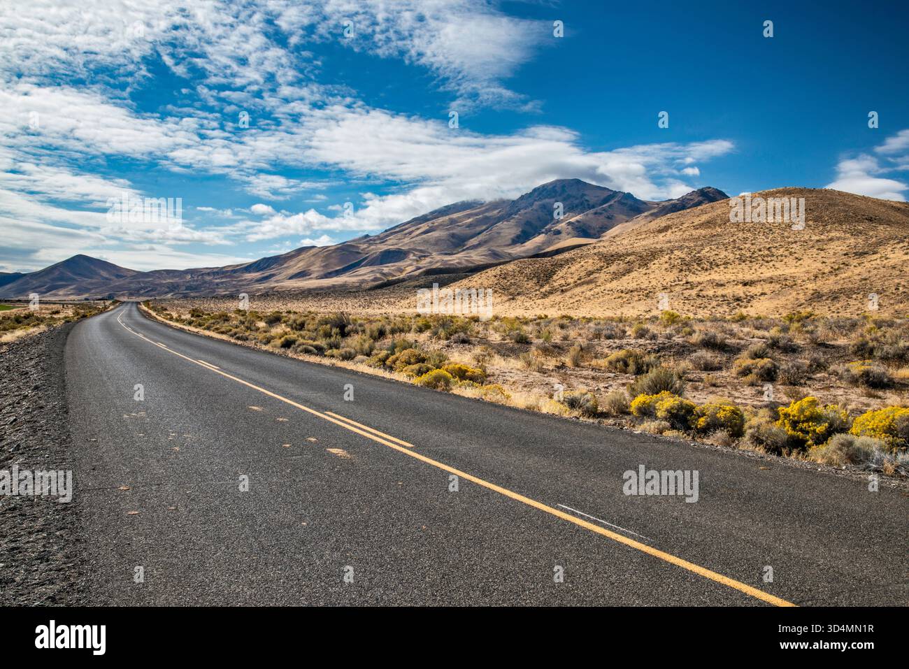 Pueblo Mountains, Blick von Fields-Denio Road (Highway 205), Pueblo Valley, High Desert Region, Oregon, USA Stockfoto