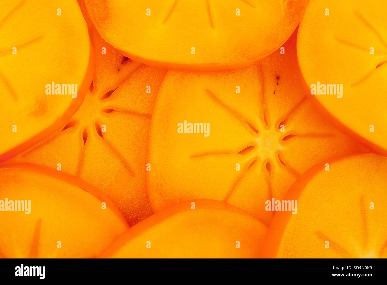 Nahaufnahme der Persimmon in Scheiben Stockfoto