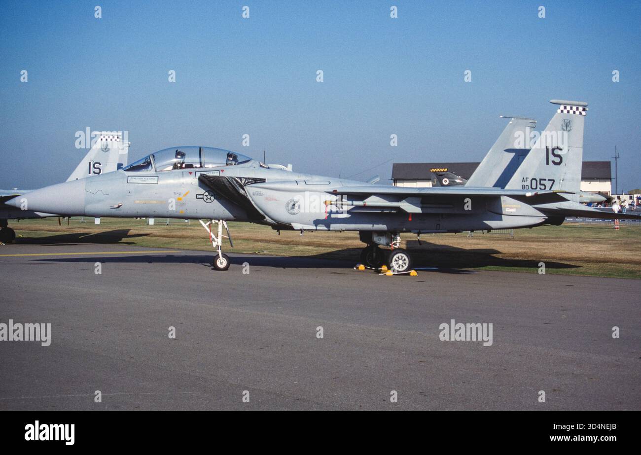 Das klassische McDonnell Douglas F-15C Eagle-Schnellflugzeug 1991 bei der RAF Upper Heyford. Stockfoto