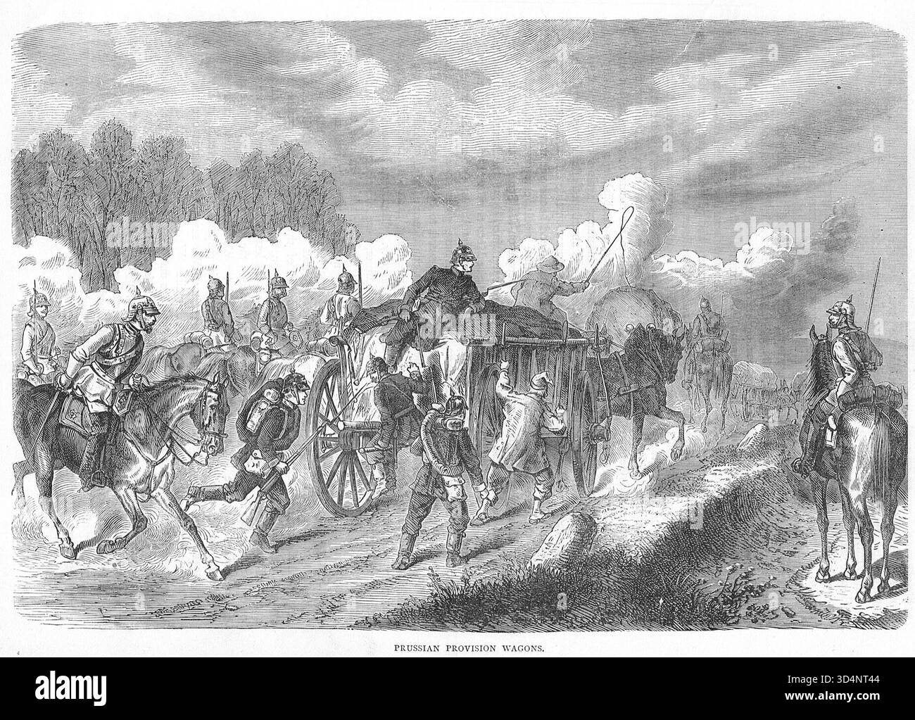 Preußische Lieferwagen während des Deutsch-Französischen Krieges. Stockfoto