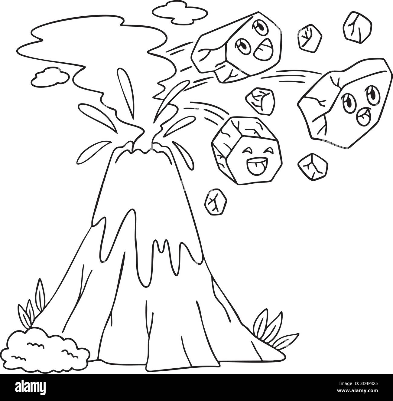 Lava Rocks springen aus einem isolierten Vulkan Stock Vektor