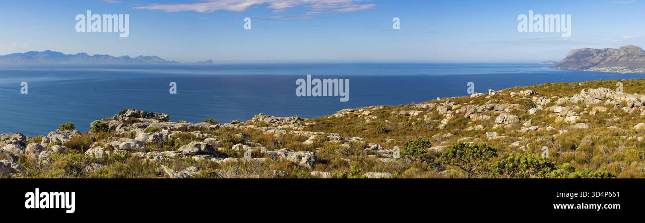 Küstenberglandschaft mit Fynbos Flora in Kapstadt Südafrika, Kapstadt, Südafrika Stockfoto