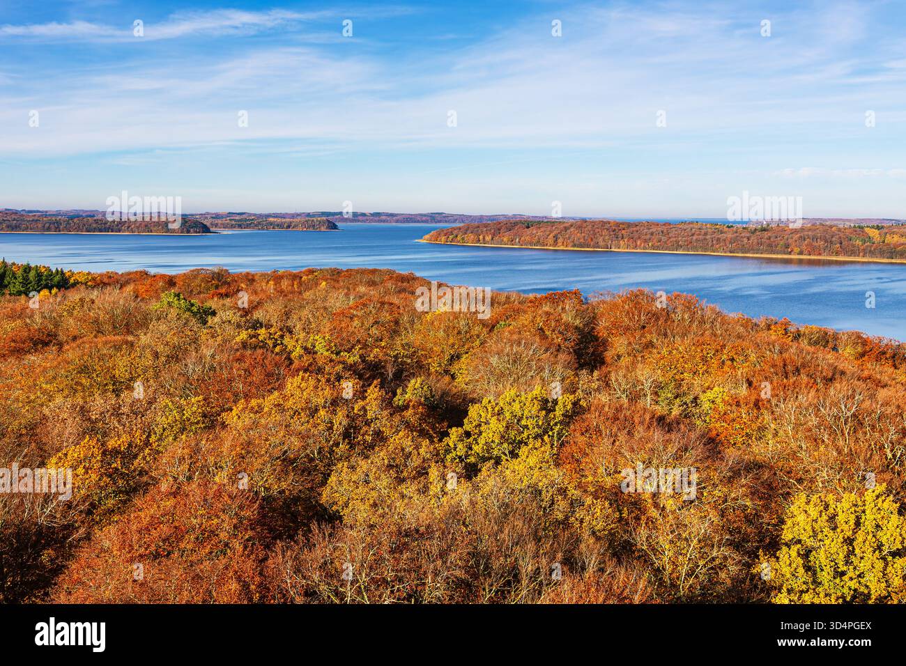 Herbstwälder Und Jasmunder Bodden Auf Der Insel Rügen. Stockfoto