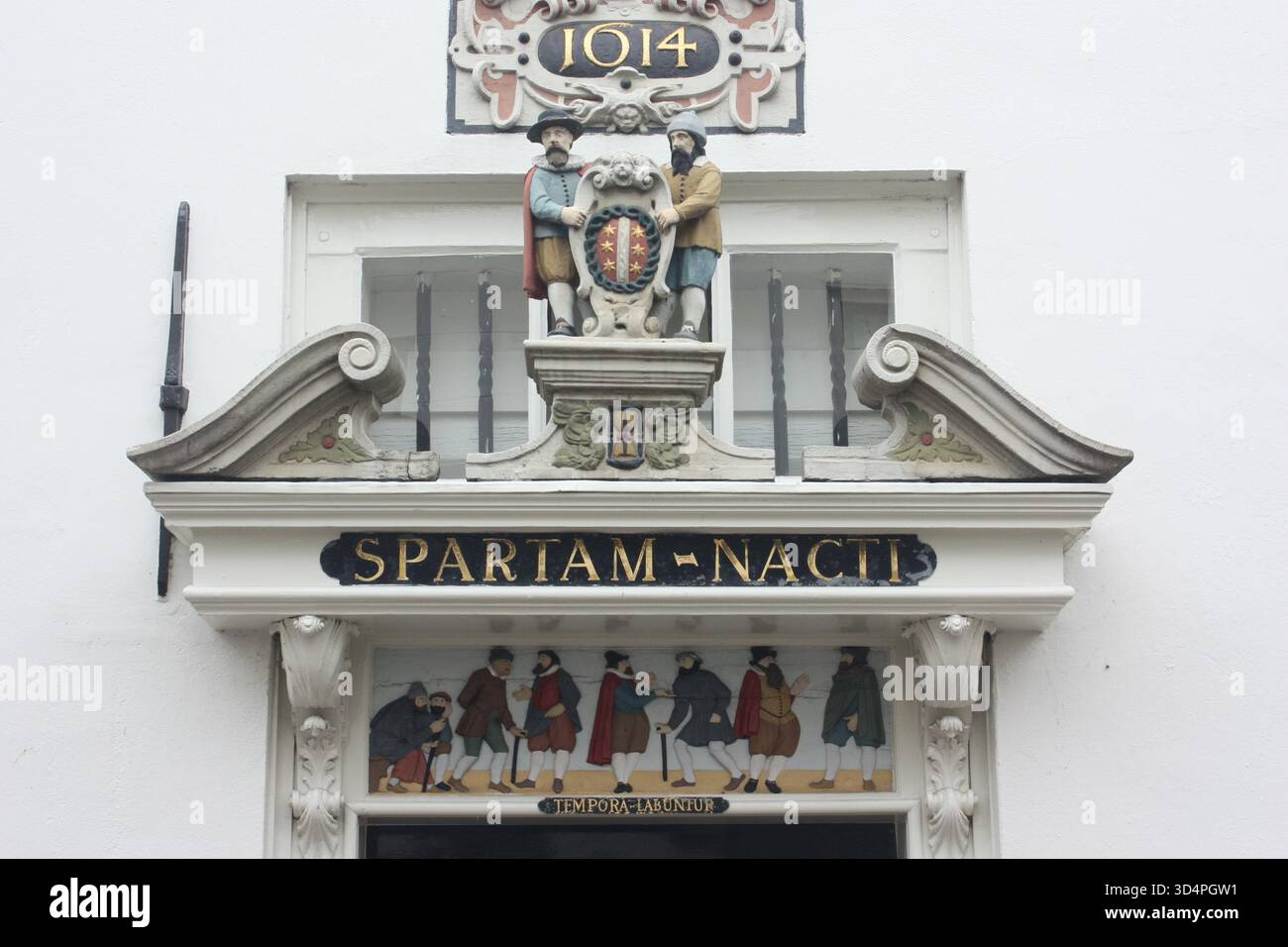 Dekorationen auf dem Weeshuis in Gouda, Niederlande Stockfoto