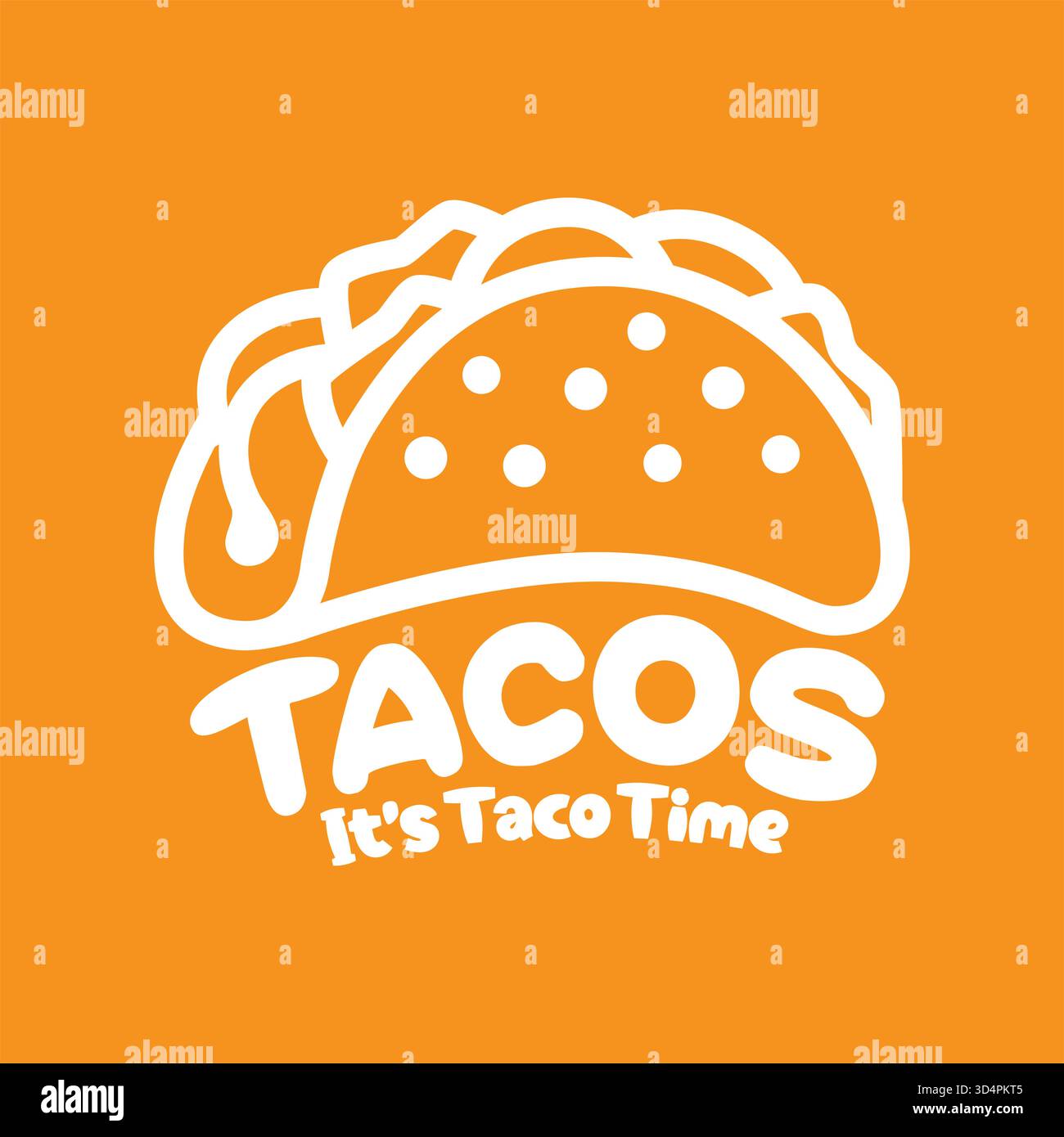Einfaches Taco-Logo-Vektor-Design mit einzeiliger Schwarzweiß-Optik Stock Vektor