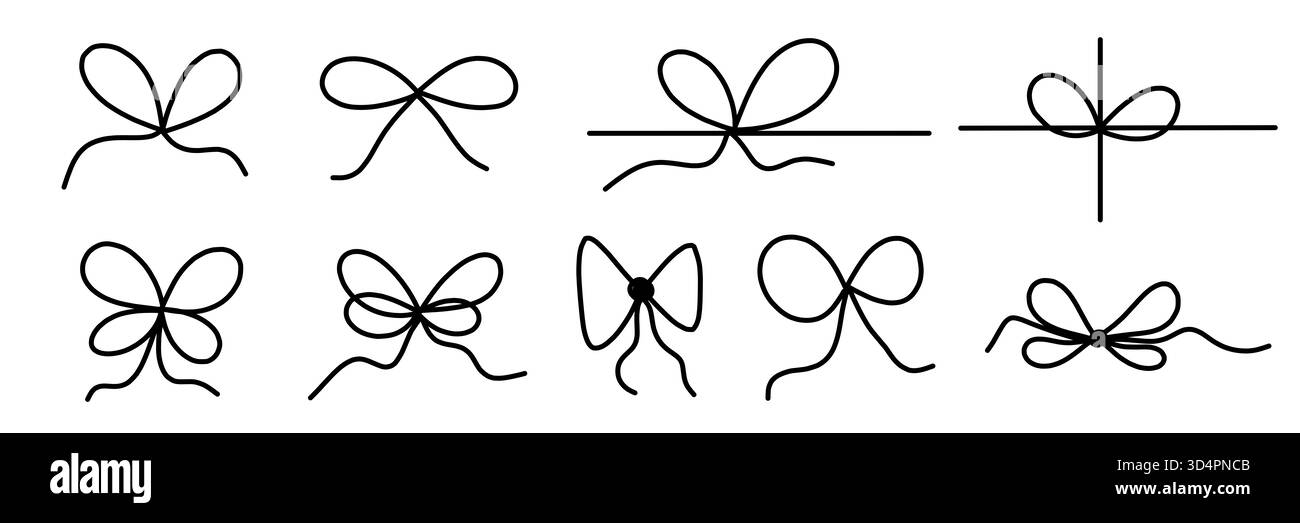 Abbildung: Satz von Dekorationselementen für Handschnürbänder, isoliert auf weiß Stockfoto