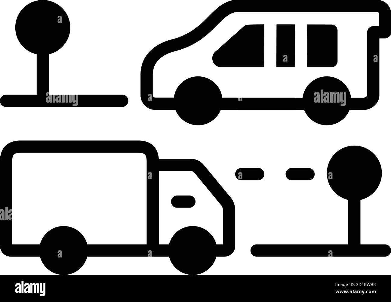 Symbol für Pendlerroute, Pendlerfahrt Stock Vektor